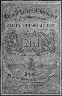bony wartości 1 i 2 złote 1863 wydane przez Kasę Dóbr Trembki lub Giżyce, beznumerów z podpisem Lu..