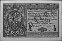 1/2 marki polskiej 9.12.1916, \Generał, wzór awersu z czerwonym nadrukiem MUSTER i perforowanym na..