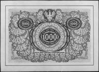 projekt awersu i rewersu banknotu 1.000 frankowego 15.08.1919, kolorowy, ręczniemalowany na karton..