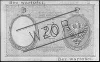 20 złotych 28.02.1919, A.12 024387, (na awersie i rewersie czerwone nadrukiWZÓR i Bez wartości), K..