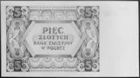 projekt banknotu 5 złotowego 1.03.1940 nr B 1522