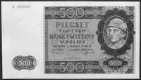 500 złotych 1.03.1940 nr A 0000000, Kow.GG9, Pic