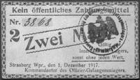 bony wartości 2, 5 i 10 marek 1.12.1917 Oficerskiego Obozu Jenieckiego w Brod-nicy (Strasburg Wpr)