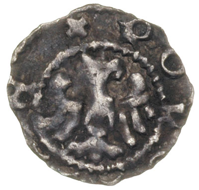 denar, ok. 1325-1333. Av. Hełm z pióropuszem z o