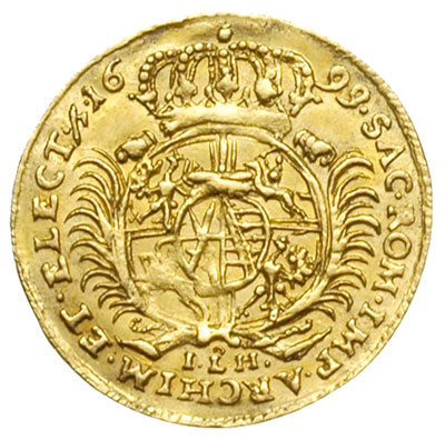 półdukat 1699, Drezno, Aw: Popiersie króla w pra