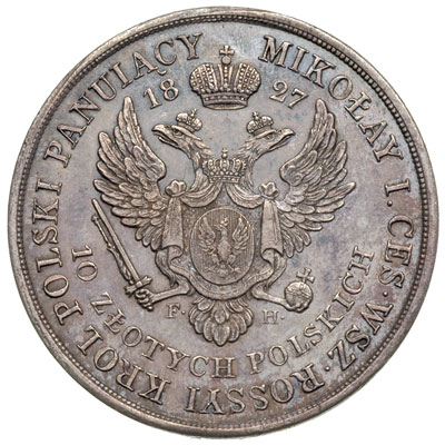 10 złotych 1827, Warszawa, Aw: Orzeł Królestwa P
