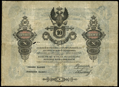 10 rubli srebrem 1844, seria K, numeracja 281345, podpisy: \J. Tymowski\" i \"A. Korostovzeff, Lucow 146 (R8)