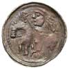 denar, okres książęcy 1070-1076, Aw: Głowa w lew