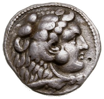 tetradrachma, bez oznaczeń mennicy, Aw: Głowa Heralkesa w nakryciu głowy ze skóry lwa w prawo, Rw: Zeus Aëtophoros siedzący w lewo, za nim AΛEΞANΔPOY, srebro 16.62 g