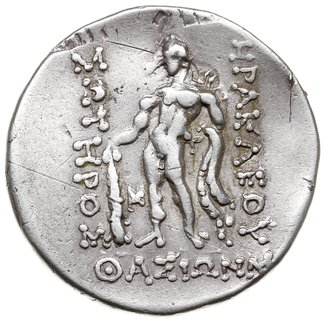 tetradrachma 146-50 pne, Aw: Głowa Dionizosa w p