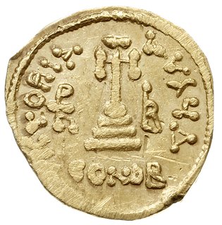 solidus 638-639, Konstantynopol, Aw: Trzej cesarzowie na wprost, Rw: Krzyż na czterostopniowej podstawie, VICTORIA AVςЧ Δ, w odcinku CONOB, złoto 3.88 g, DOC 41d, Sear 767