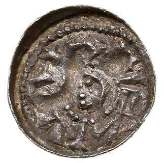 denar książęcy, Aw: Głowa w obwódce w lewo, Rw: Książę na koniu w lewo, w polu za nim litera, srebro 0.52 g, Str. 33, Such. IX/1, bardzo ładny