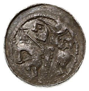 denar książęcy, Aw: Głowa w obwódce w lewo, Rw: Książę na koniu w lewo, w polu za nim litera, srebro 0.84 g, Str. 33, Such. IX/1