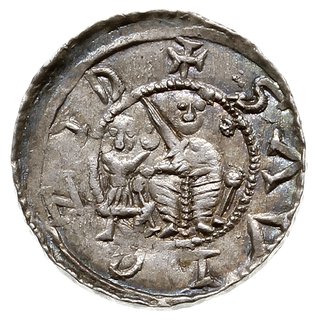 denar, Aw: Książę z mieczem siedzący na tronie, z lewej giermek, Rw: Rycerz walczący z lwem, srebro 0.67 g, Str. 40, Such. XVI