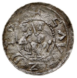 denar, Aw: Książę z mieczem siedzący na tronie, z lewej giermek, Rw: Rycerz walczący z lwem, srebro 0.56 g, Str. 40, Such. XVI