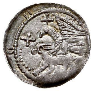 denar, Aw: Rycerz z mieczem nad jeńcem, Rw: Orzeł chwytający w locie zająca, srebro 0.53 g, Str. 43, Such. XVIII
