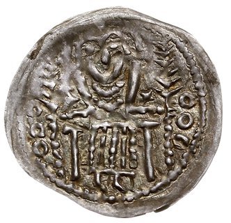 denar ok. 1254, Aw: Półpostać św. Stanisława mię