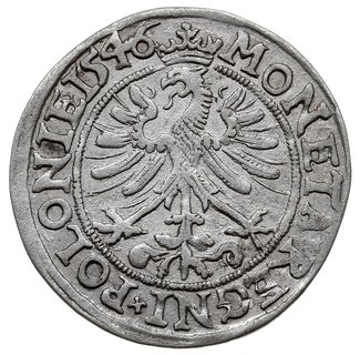 grosz 1546, Kraków, rzadszy typ monety, na awers