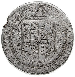 talar 1630, Bydgoszcz, odmiana z szerokim popiersiem króla, srebro 28.15 g, Dav. 4316, T.6, wada krążka, ale pięknie zachowany