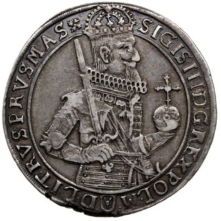 talar 1631, Bydgoszcz, na awersie końcówka napisu MAS i duży krzyżyk, srebro 28.11 g, Dav. 4316, T. 6, drobna wada krążka, patyna
