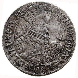 ort 1621, Bydgoszcz, odmiana z 16 pod popiersiem króla, duże Orły i Pogonie w tarczy herbowej, T. 3, patyna