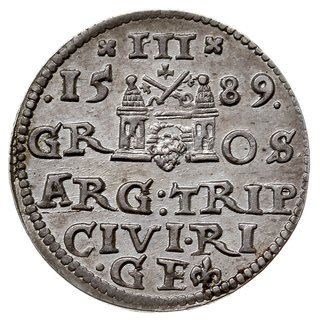 trojak 1589, Ryga, Iger R.89.3.c (R), Gerbaszewski 24, bardzo ładny