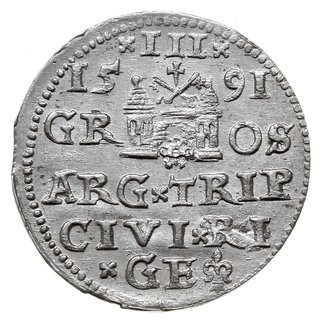 trojak 1591, Ryga, Iger R.91.1.d, Gerbaszewski 5, bardzo ładny