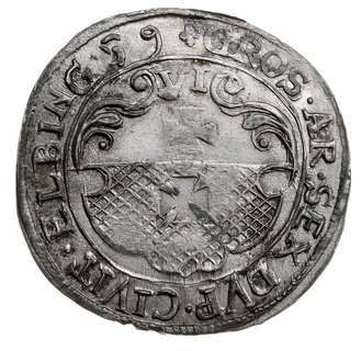 szóstak 1659, Elbląg, Karol Gustaw - okupacja szwedzka, AAJ 61 (R), rzadki, ładny egzemplarz z patyną