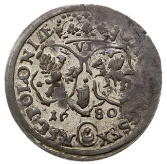szóstak 1680, Bydgoszcz, małe cyfry nominału i daty, nierównomierna patyna