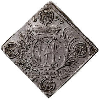 klipa talara strzeleckiego 1697, Lipsk, Aw: Monogram, Rw: Herkules, srebro 25.13 g, Schnee 989, Kahnt 240, ładnie zachowany egzemplarz