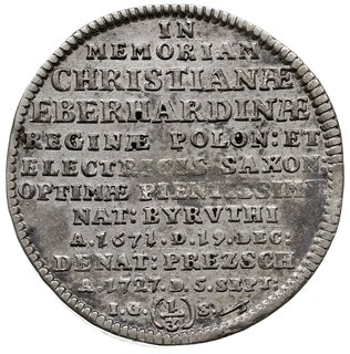 1/3 talara pamiątkowego 1727, Drezno, Kahnt 318, Merseb. 1660, moneta wybita z okazji śmierci królowej Krystyny Eberhardyny