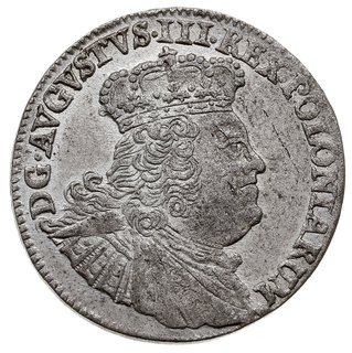 szóstak 1756, Lipsk, Kahnt 693 war. j (szerokie popiersie króla i kreskowane tło koron)