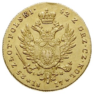 25 złotych 1817, Warszawa, złoto 4.89 g, Plage 11, Bitkin 812 (R), drobne rysy w tle