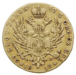 25 złotych 1818, Warszawa, złoto 4.89 g, Plage 12, Bitkin 813 (R)