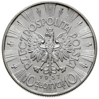 10 złotych 1937, Warszawa, Józef Piłsudski, Parchimowicz 124.d, moneta z dużym blaskiem menniczym, wyśmienity egzemplarz