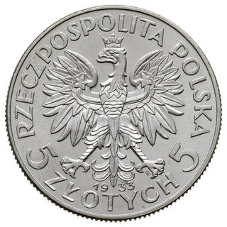 5 złotych 1933, Warszawa, \Głowa kobiety, Parchi