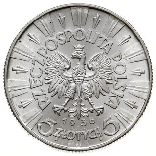 5 złotych 1936, Warszawa, Józef Piłsudski, Parchimowicz 118.c, wyszukany, idealny egzemplarz