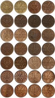 komplet monet 2 - groszowych 1923-1939, Warszawa, Parchimowicz 102.a-n, łącznie 14 sztuk