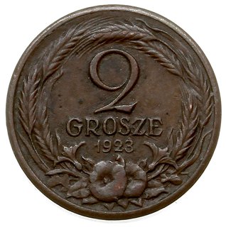 2 grosze 1923, Warszawa, nominał po obu stronach, brąz 1.64 g, Parchimowicz P.103.a, nakład 125 sztuk, rzadkie i ładnie zachowane