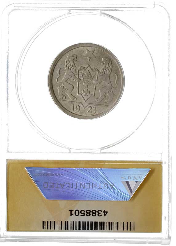 2 guldeny 1923, Utrecht, Koga, Parchimowicz 63.a, moneta w pudełku ANACS z certyfikatem MS61, patyna