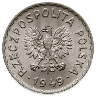 1 złoty 1949, Warszawa, na rewersie wklęsły napis PRÓBA, miedzionikiel, Parchimowicz -. nakład nieznany