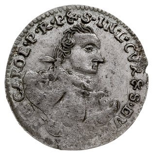 grosz 1762, Mitawa, litery CHS pod tarczami herbowymi, Gerbaszewski 5.2.4.2.1, Neumann 322, moneta niedobita, ale ładny portret, rzadka