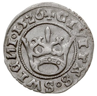 Ludwik Jagiellończyk jako król Czech i Węgier 1516-1526, półgrosz, 1526, Świdnica, Fbg. 372, bardzo ładny z lustrem menniczym