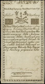 10 złotych polskich 8.06.1794, seria D, numeracja 31010, Miłczak A2, Lucow 21 (R2), ładnie zachowane