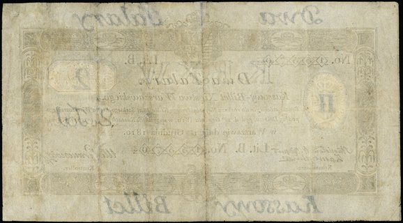 2 talary 1.12.1810, seria B, numeracja 13370, podpis komisarza \Stanisław H. Ordynat Zamoyski, brak stempla na stronie odwrotnej