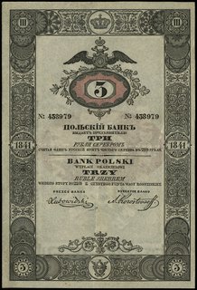 3 ruble srebrem 1841, seria L, numeracja 438979, podpis dyrektora banku \A. Korostowzeff, Miłczak A23c