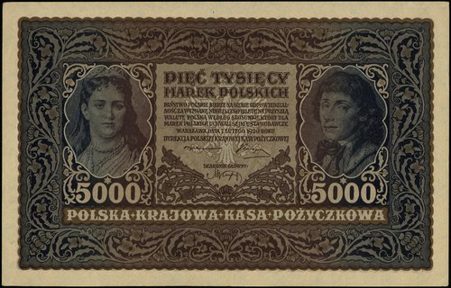 5.000 marek polskich 7.02.1920, seria III-AO, numeracja 278994, Miłczak 31d, Lucow 419 (R2) - ilustrowany w katalogu kolekcji, piękne