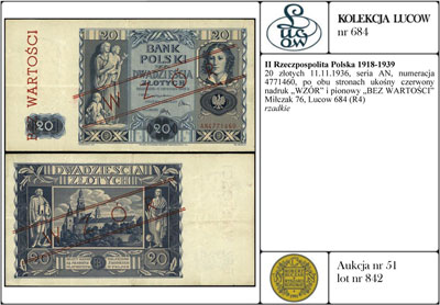20 złotych 11.11.1936, seria AN, numeracja 47714