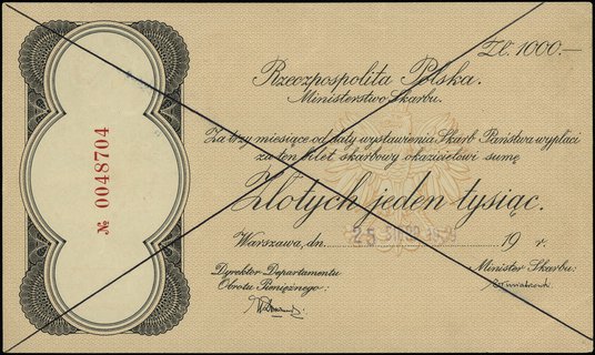 Ministerstwo Skarbu, bilet skarbowy na 1.000 zło