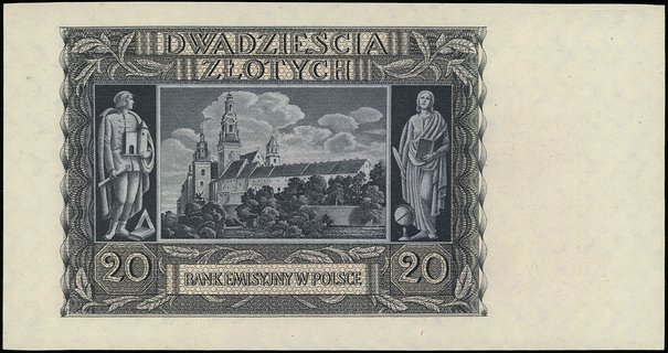 20 złotych 1.03.1940, seria AB, numeracja 000000